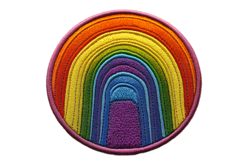 Circular Rainbow Pride Patch isolated on transparent background
