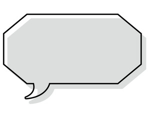 シンプルな線がずれた吹き出し　細長い八角形