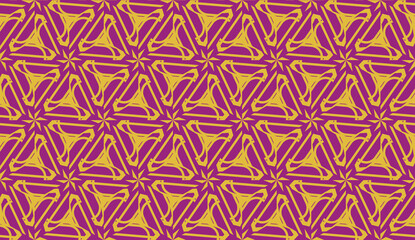 Curved line in triangles style. Vector illustration. Purple orange color. For interior wallpaper, smart design, fashion print. Seamless