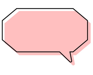 シンプルな線がずれた吹き出し　細長い八角形