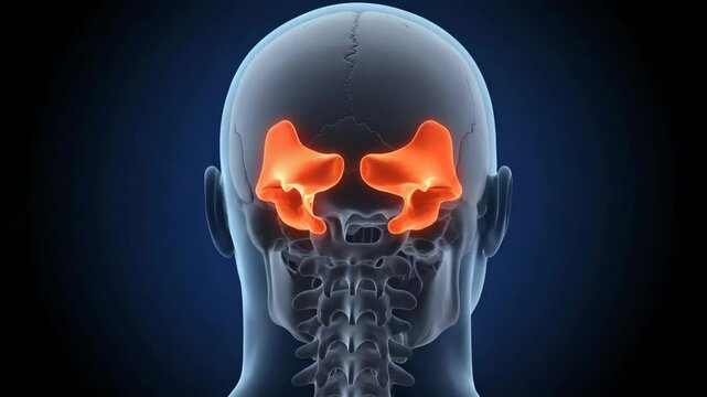 Detailed anatomy illustration of temporal bone