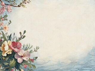 Vintage Floral Background with Soft Pastel Colors and Textured Design