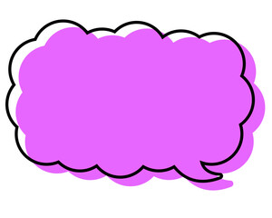 シンプルな線がずれた吹き出し　細長い雲形