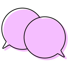 シンプルな線がずれた吹き出し　重なる会話(複数の値)