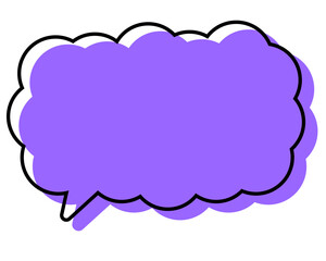 シンプルな線がずれた吹き出し　細長い雲形