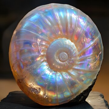 iridescent fossil shell