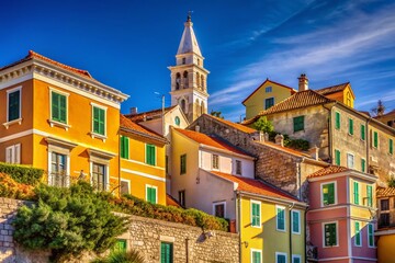 Obraz premium Mali Losinj Old Town Architecture: Upward View of Historic Croatian Building