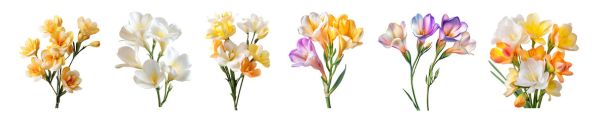 Fototapeta premium Fresh and Vibrant Freesia Blossom Isolated