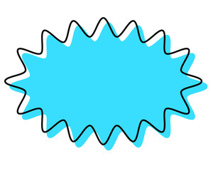 シンプルな線がずれた吹き出し　細長い丸みのあるギザギザした形