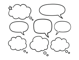 Fototapeta premium Set of Hand-Drawn Speech and Thought Bubble Graphics
