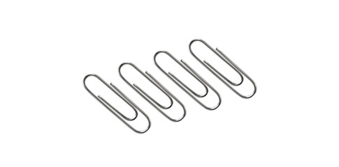 Set Of Silver Paperclips Flat Design Vector Illustration.	