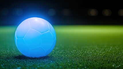 Fototapeta premium Glowing Soccer Ball on a Night Field