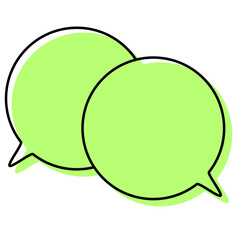 シンプルな線がずれた吹き出し　重なる会話