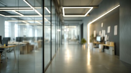 Obraz premium Minimalist office space with clean design and neutral palette, embodying simplicity and modern elegance. 