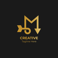 Letter M arrow logo design inspiration. Suitable for your business logo, illustration, animation needs.