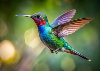 Fototapeta premium Minimalist Flying Hummingbird, Wildlife PNG, Full Body, Bird