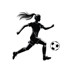 Obraz premium Female soccer player silhouette on white background