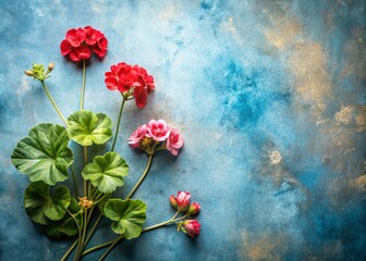Minimalist Geranium Flat Lay: Pale Cotton & Steely Blue Hues