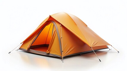 Minimalist Orange Tent Isolated on White Background - PNG Stock Photo