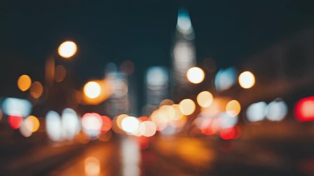 City night lights blurred background bokeh effect abstract urban cityscape background 4k video