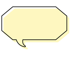 シンプルな線がずれた吹き出し　細長い八角形
