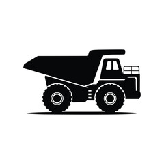 Fototapeta premium Side Profile of Mining Dump Truck Silhouette – Bold Black Vector Illustration