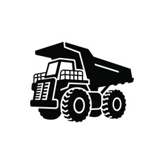 Front-Angle View of Heavy Duty Dump Truck Silhouette – Industrial Construction Vehicle Icon
