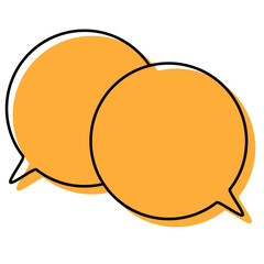 シンプルな線がずれた吹き出し　重なる会話