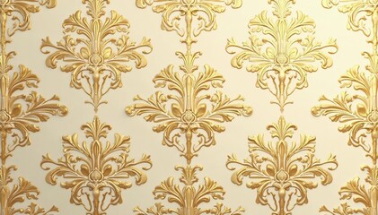 Intricate floral damask pattern in muted golds and creams , background, home decor