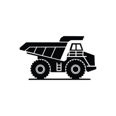 Stylized Silhouette of Off-Road Dump Truck – High-Capacity Hauling Vehicle Vector