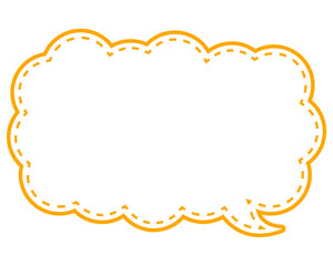 シンプルなカラー線の吹き出し　細長い雲形