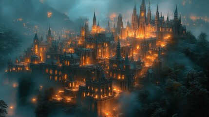 Vibrant nebula with cosmic dust and sparkling stars creating a celestial landscape with light.