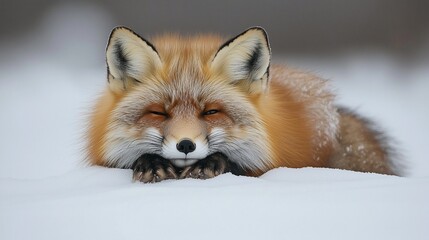 Obraz premium Red Fox in Winter Snow