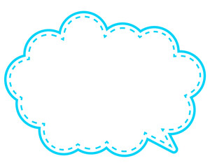 シンプルなカラー線の吹き出し　丸みのある雲形