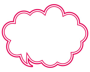 シンプルなカラー線の吹き出し　丸みのある雲形