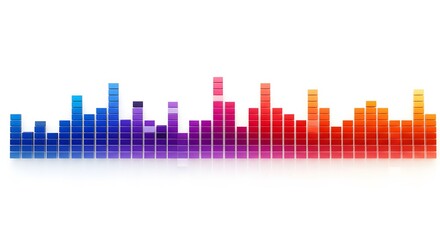 Fototapeta premium A vibrant audio spectrum display with gradient color bars against a clean white background image view