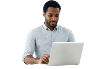 african american man working on laptop