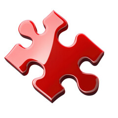 Obraz premium red puzzle piece isolated on white background.