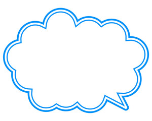 シンプルなカラー線の吹き出し　丸みのある雲形