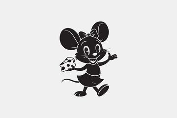 mouse cookie bow silhouette vector