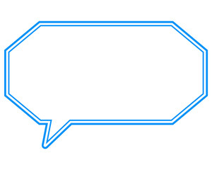 シンプルなカラー線の吹き出し　細長い八角形