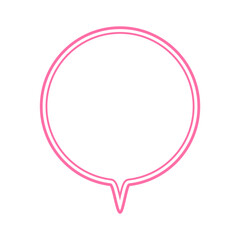 シンプルなカラー線の吹き出し　丸形の下向き