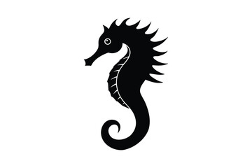 Seahorse icon silhouette on white background