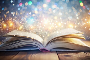Modern White Glitter School Texture: Double Exposure Stock Photo