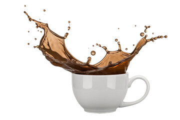 coffee splash in white cup on white background