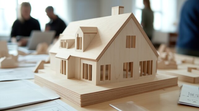 Wooden model house architecture design project