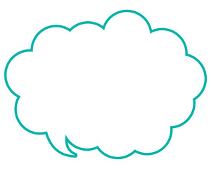 シンプルなカラー線の吹き出し　丸みのある雲形