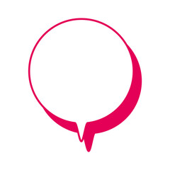 シンプルなカラー線の吹き出し　丸形の下向き