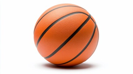 Fototapeta premium Orange basketball, textured surface, black lines, isolated on white background, studio shot