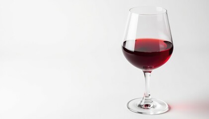 Rich red wine in a glass, clean white backdrop, alcohol, gastronomy